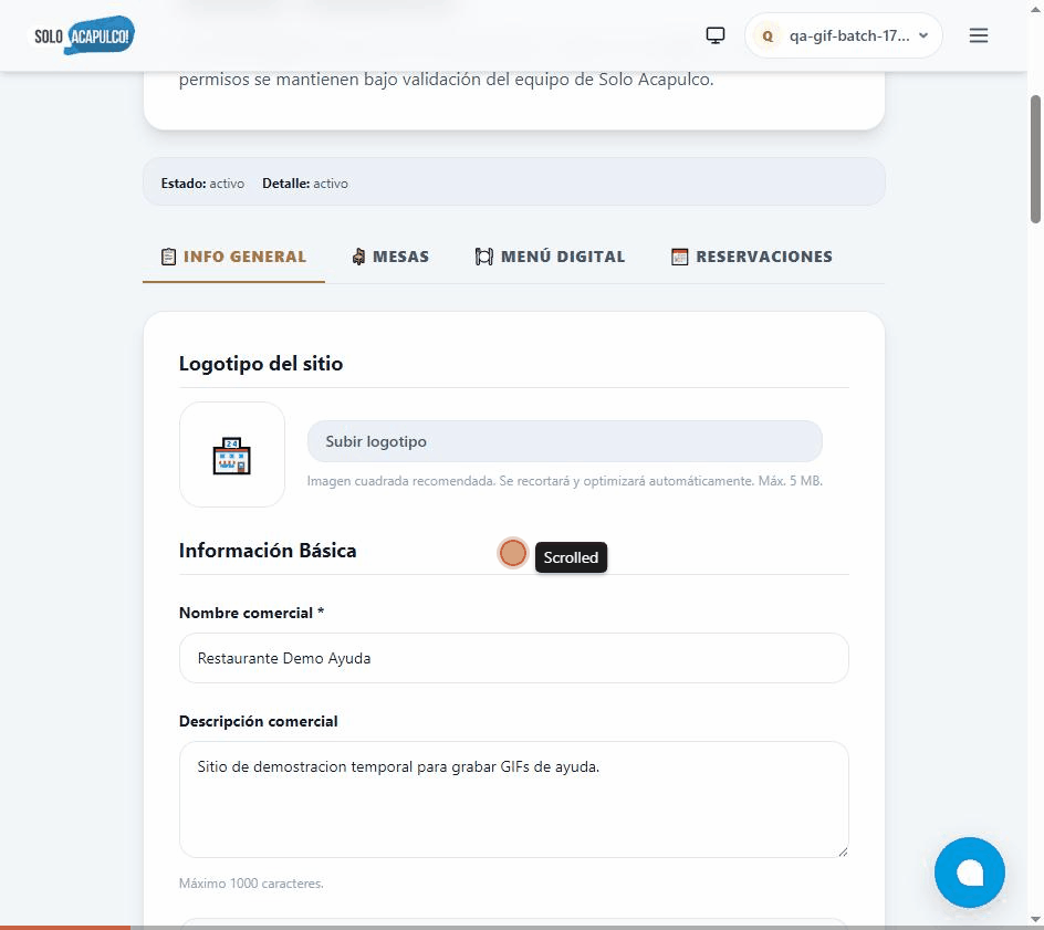 Demostración: ¿Cómo cambio la información básica de mi negocio?